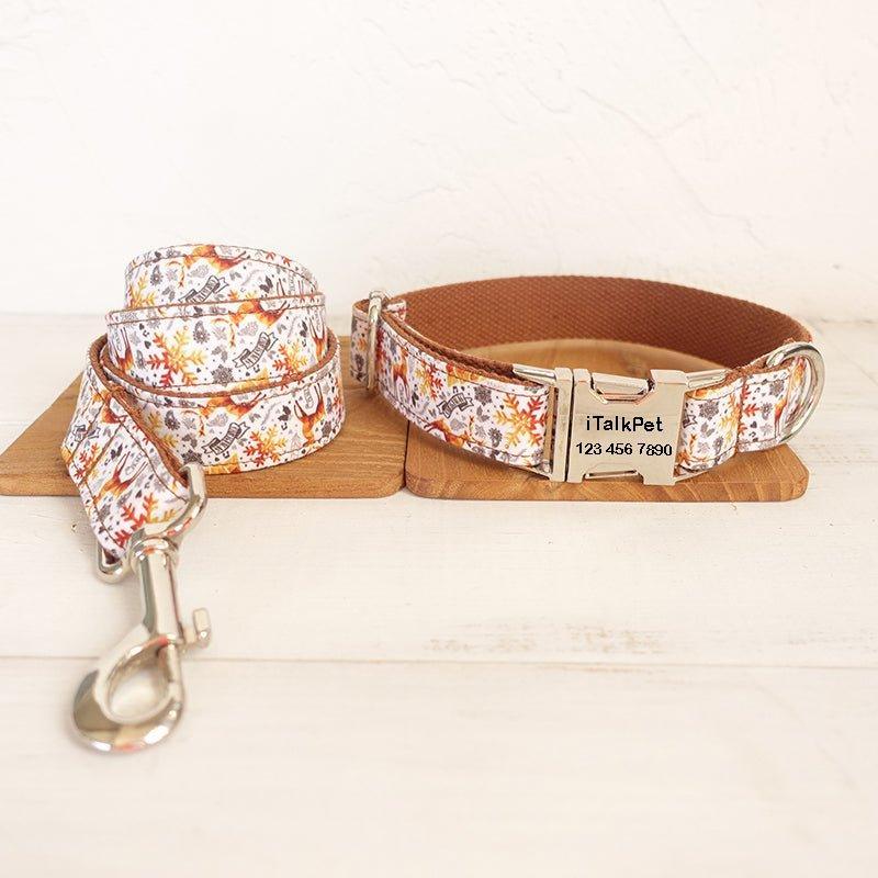 Golden Christmas Personalized Dog Collar Set - iTalkPet