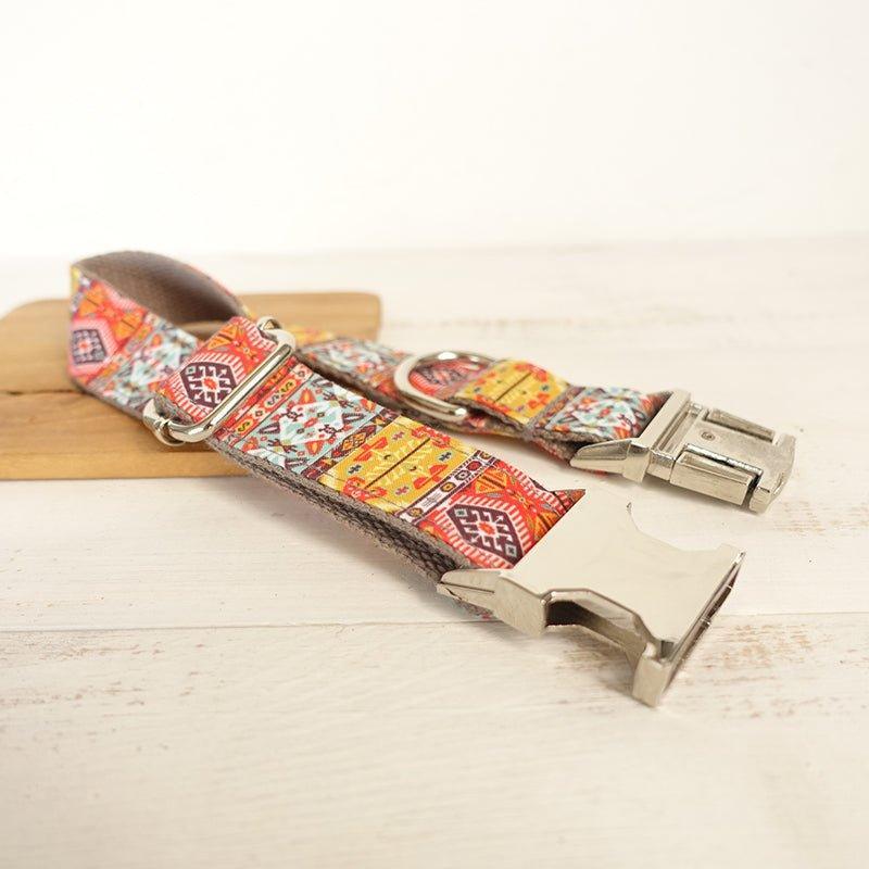 Gray Bohemian Personalized Dog Collar Set - iTalkPet