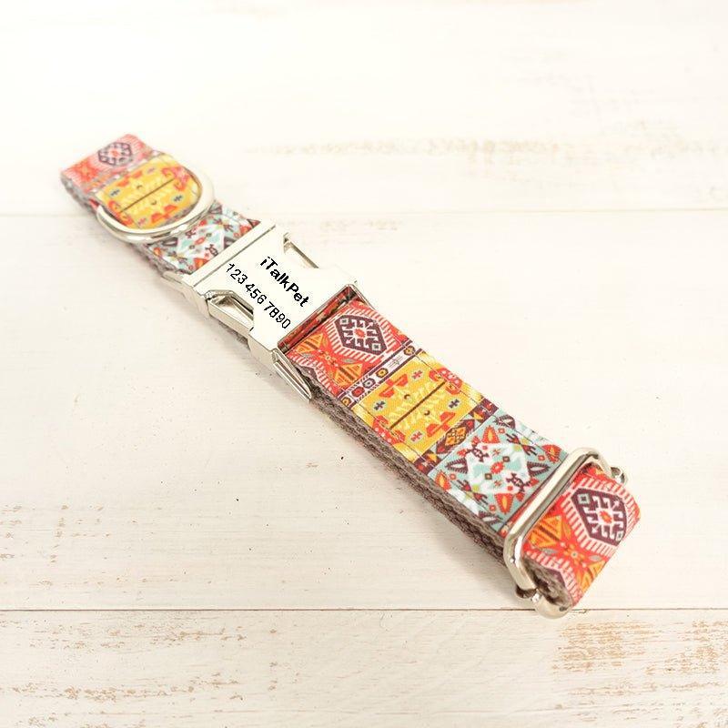 Gray Bohemian Personalized Dog Collar Set - iTalkPet