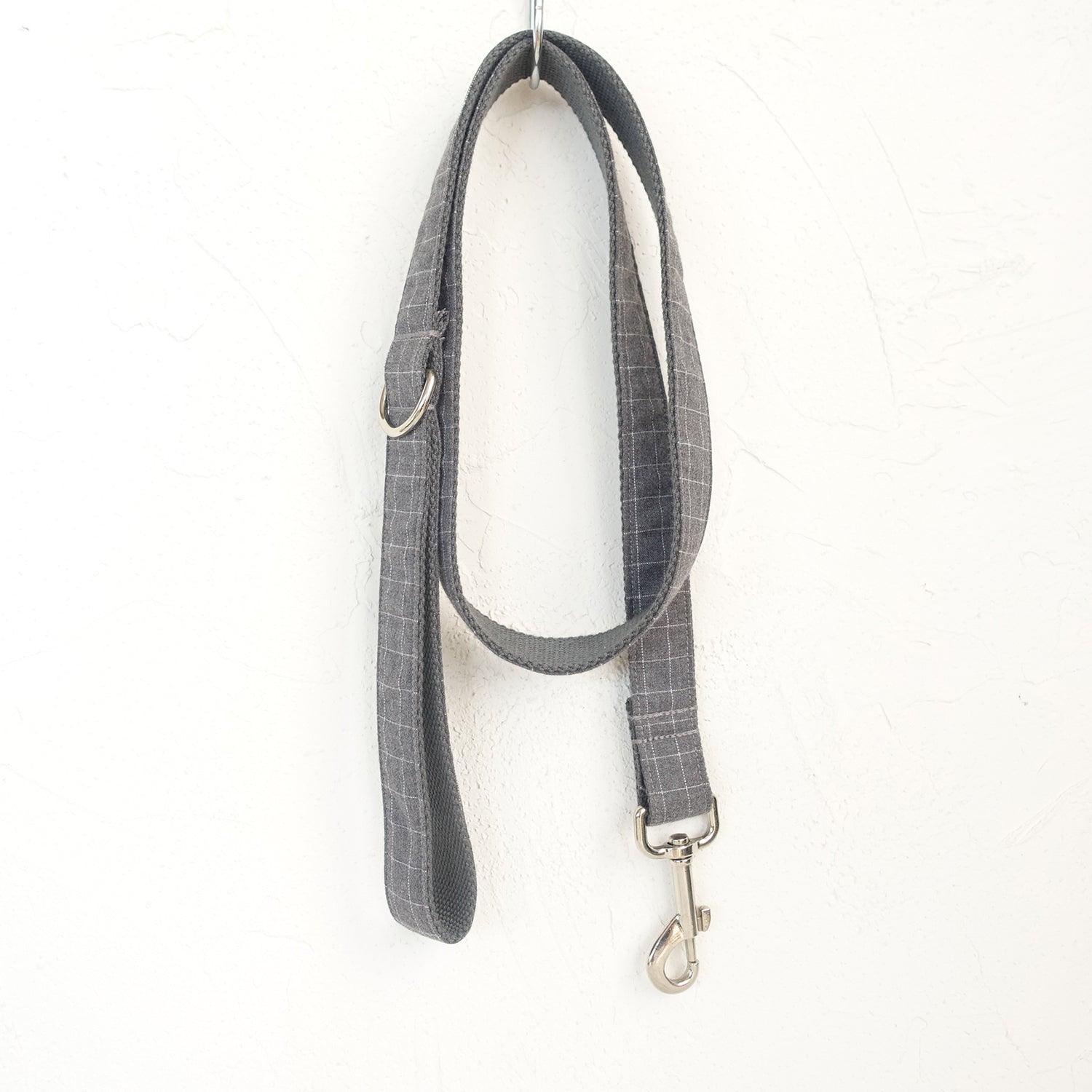 Gray Plaid Thickened Soft Custom Dog Collar Set - iTalkPet