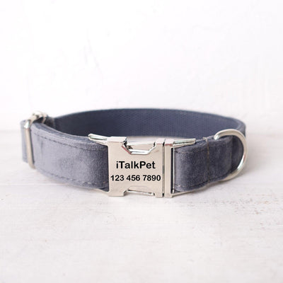 Gray Soft Personalized Dog Collar Set - iTalkPet