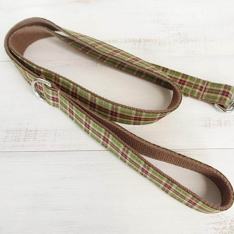 Green Tree Plaid Personalized Dog Collar Set - iTalkPet