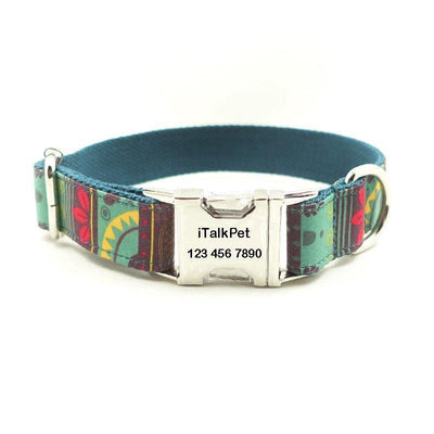 Maya Flower Personalized Dog Collar Set - iTalkPet