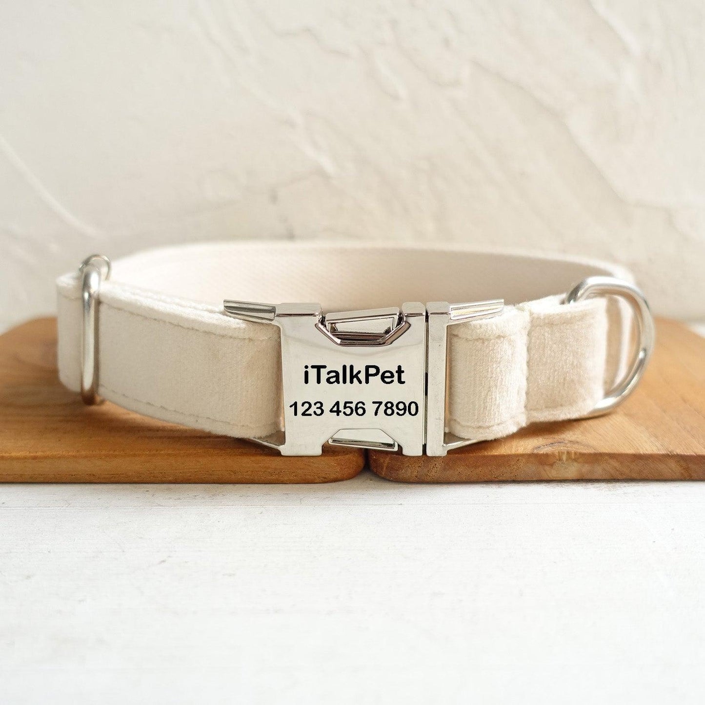 Milk White Personalized Dog Collar Set - iTalkPet