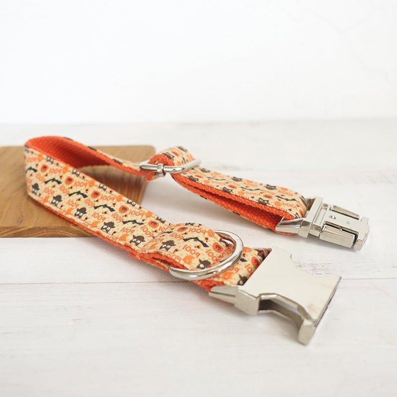 Orange Hallowen Personalized Dog Collar Set - iTalkPet