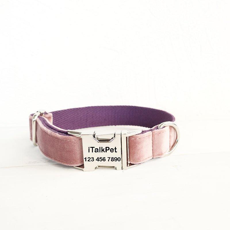 Pink Purple Personalized Dog Collar Set - iTalkPet