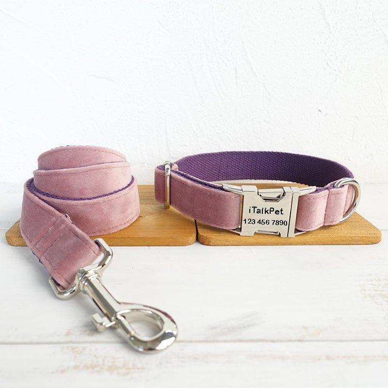 Pink Purple Personalized Dog Collar Set - iTalkPet