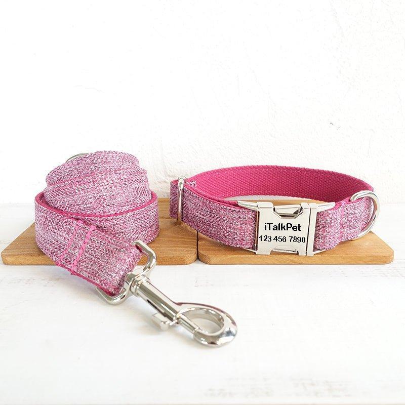 Pink Suit Personalized Dog Collar Set - iTalkPet