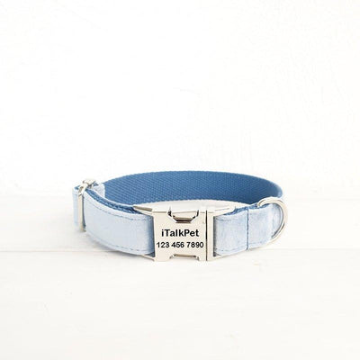 Powder Blue Personalized Dog Collar Set - iTalkPet