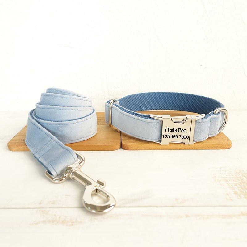 Powder Blue Personalized Dog Collar Set - iTalkPet