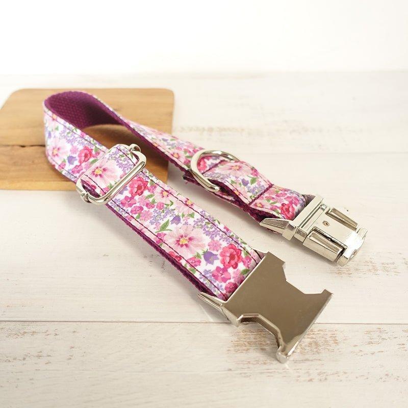 Purple Flower Personalized Dog Collar Set - iTalkPet