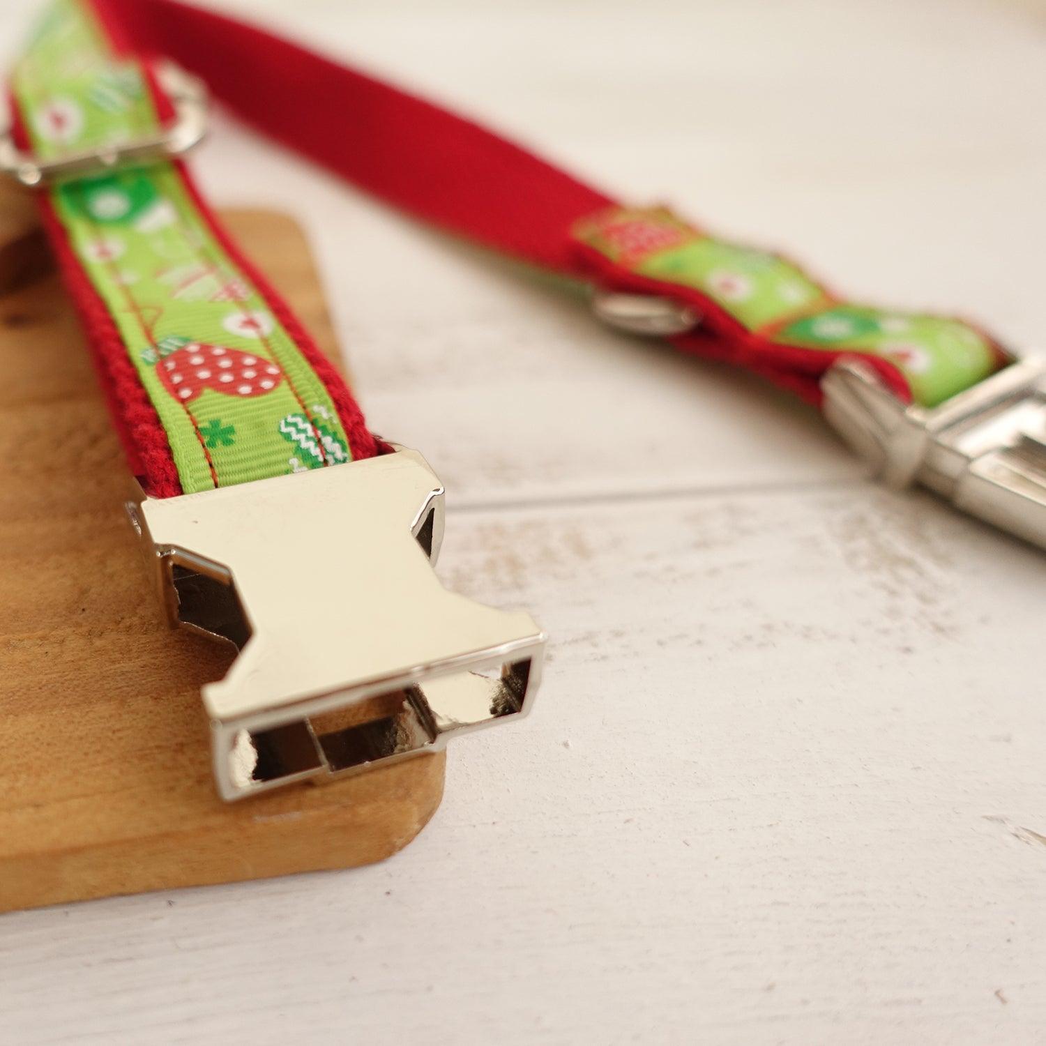 Red Green Cut Soft Personalized Dog Collar Set - iTalkPet