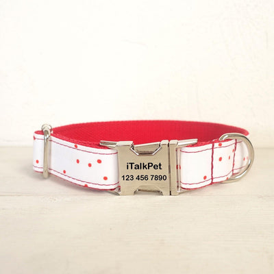 Red Ink White Personalized Dog Collar Set - iTalkPet