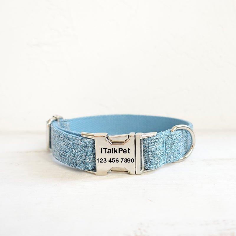 Sky Blue Suit Personalized Dog Collar Set - iTalkPet