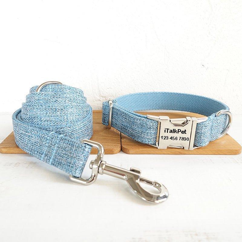 Sky Blue Suit Personalized Dog Collar Set - iTalkPet