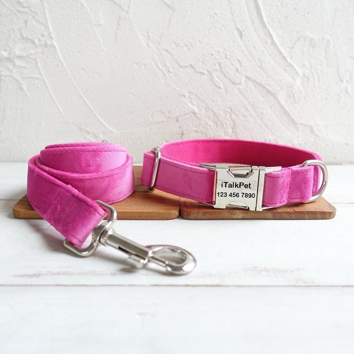 Soft Pink Personalized Dog Collar Set - iTalkPet