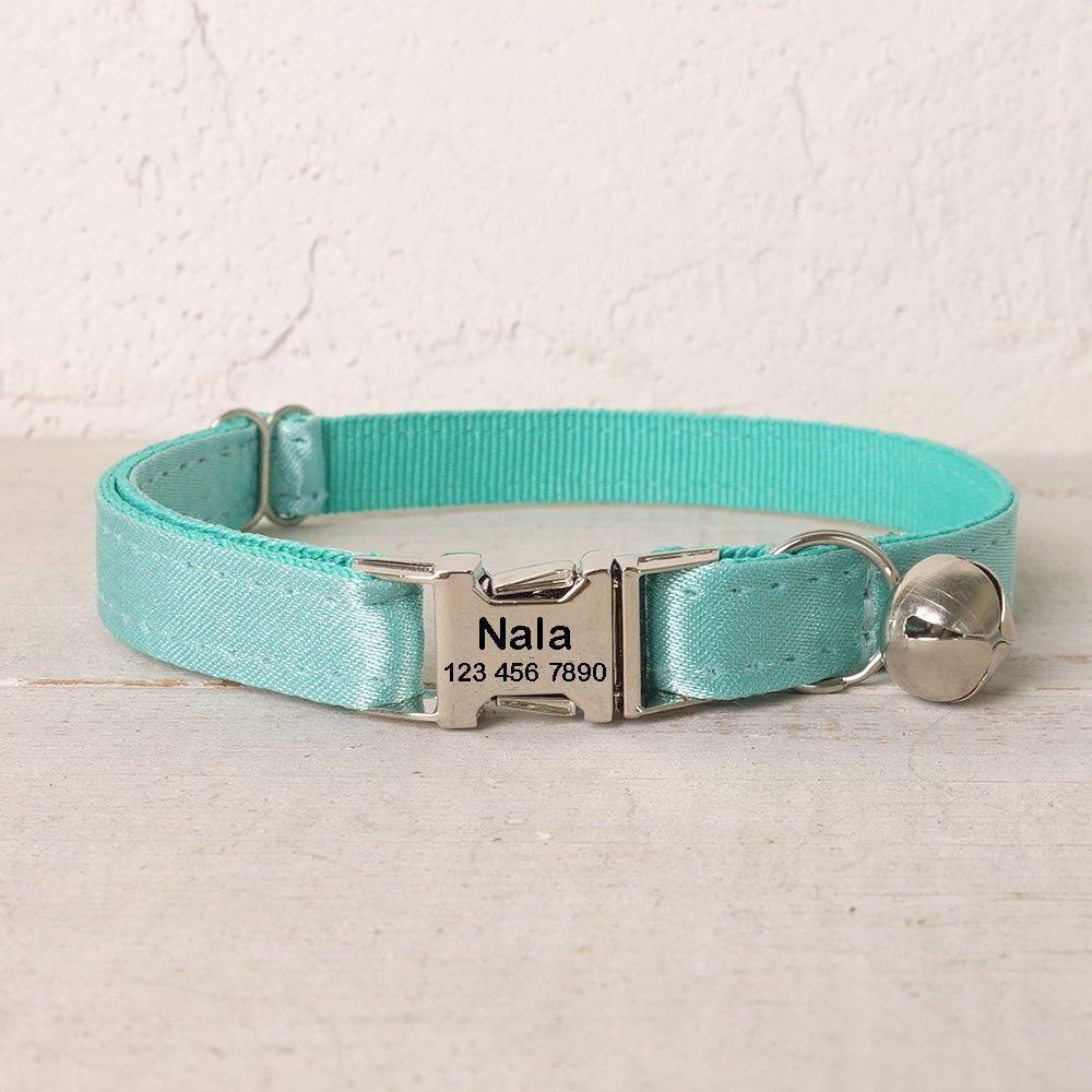 Solid Color Adjustable Personalized Kitten Collar With Bell - iTalkPet