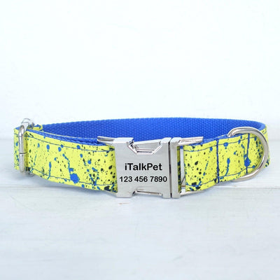 Splash Ink Yellow Personalized Dog Collar Set - iTalkPet