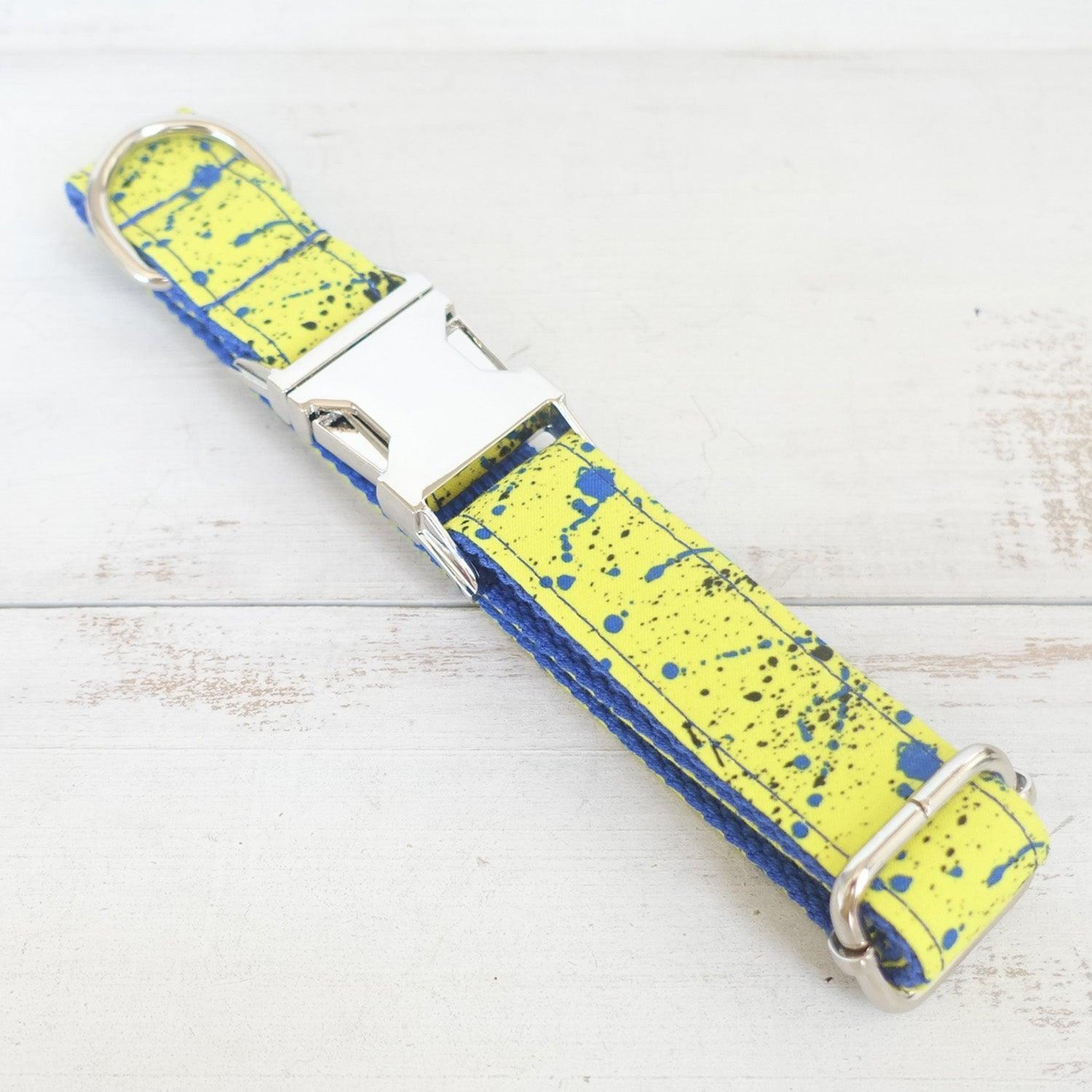 Splash Ink Yellow Personalized Dog Collar Set - iTalkPet