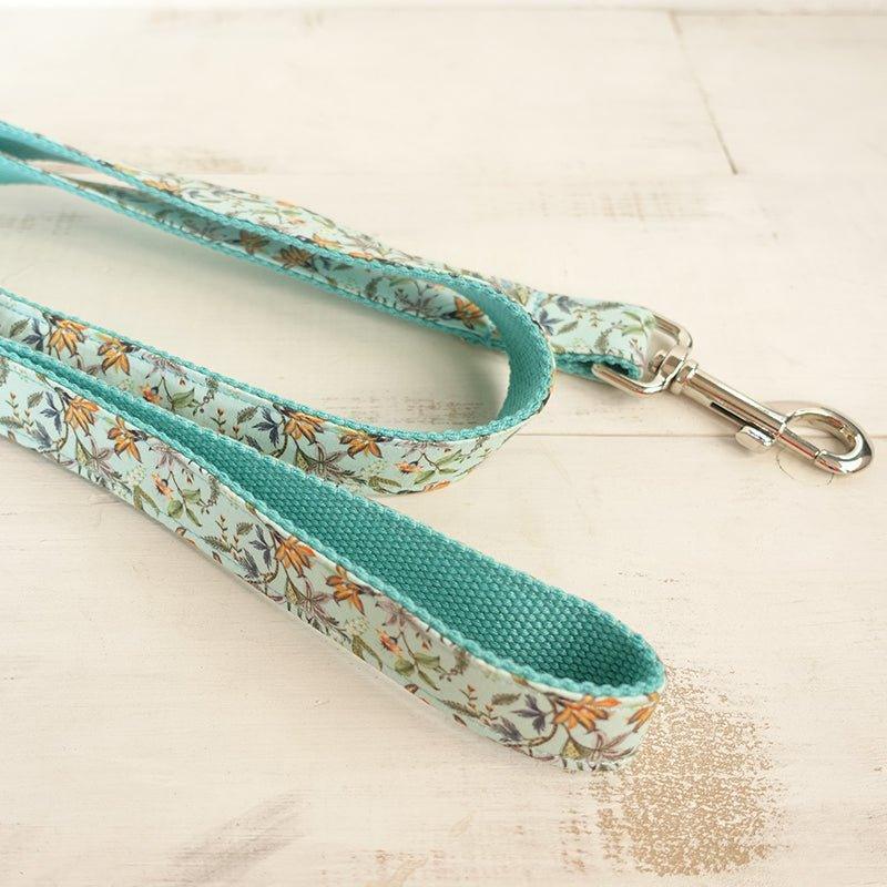 Teal Flower Personalized Dog Collar Set - iTalkPet