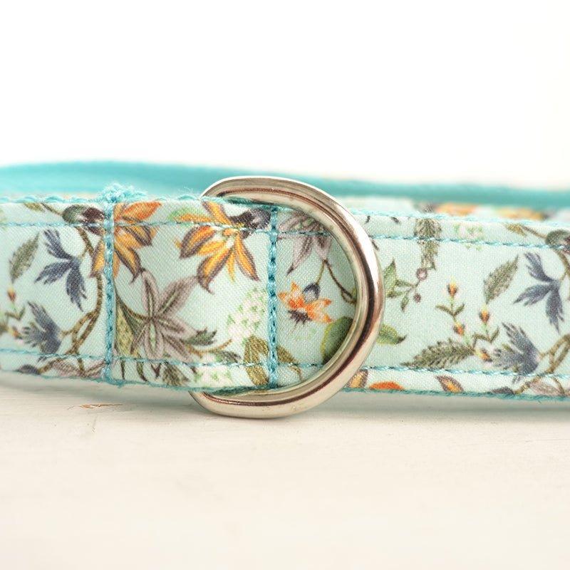 Teal Flower Personalized Dog Collar Set - iTalkPet