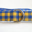 Yellow Plaid Blue Personalized Dog Collar Set - iTalkPet